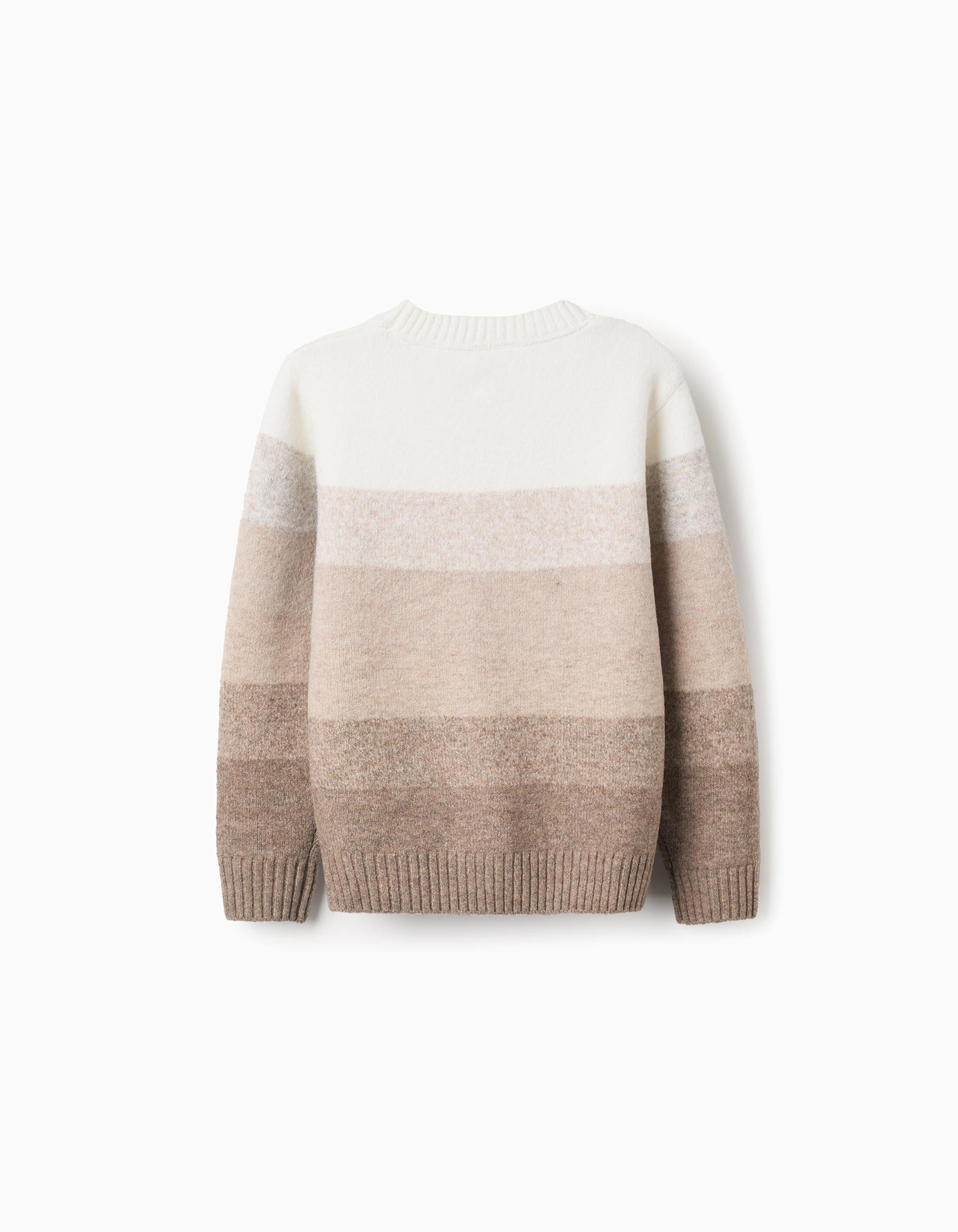 Degradé knitted jumper for boys, beige/white