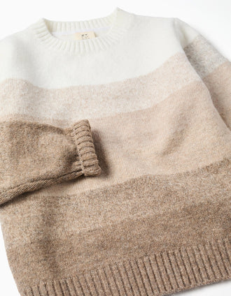 Camisola de malha degradê para menino, bege