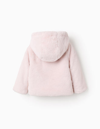 Hooded Fleece Jacket for Baby Girls, Light Pink