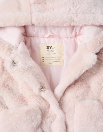 Hooded Fleece Jacket for Baby Girls, Light Pink