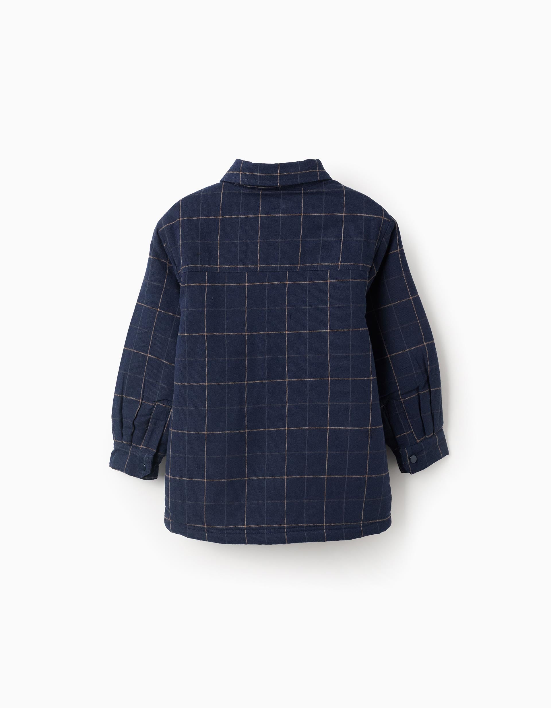 Flannel jacket with sherpa lining for boys, dark blue
