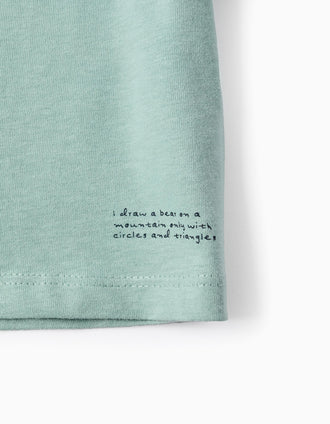 T-shirt de Manga Comprida com Folhos para Bebé Menina 'Formas', Verde