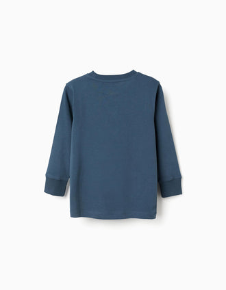 T-shirt en coton avec imprimé 'C' pour garçon, bleu pétrole