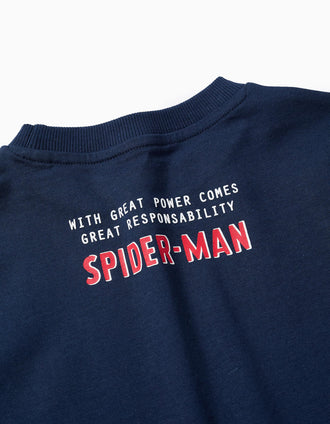 T-shirt de Manga Comprida em Algodão para Menino 'Spiderman', Azul