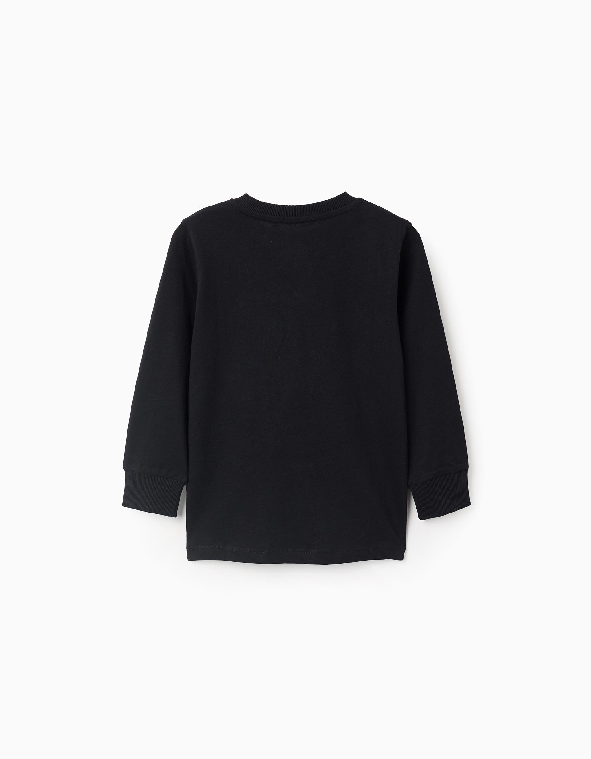 Batman long sleeve cotton T-shirt for boys, black/yellow