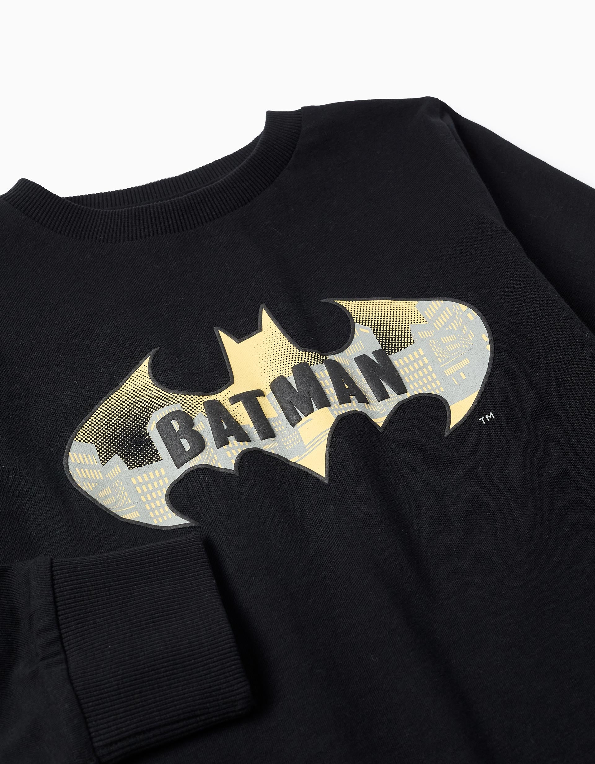 Batman long sleeve cotton T-shirt for boys, black/yellow