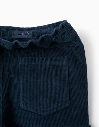 Calças de Bombazine Cargo para Menino 'Straight Fit', Azul Escuro