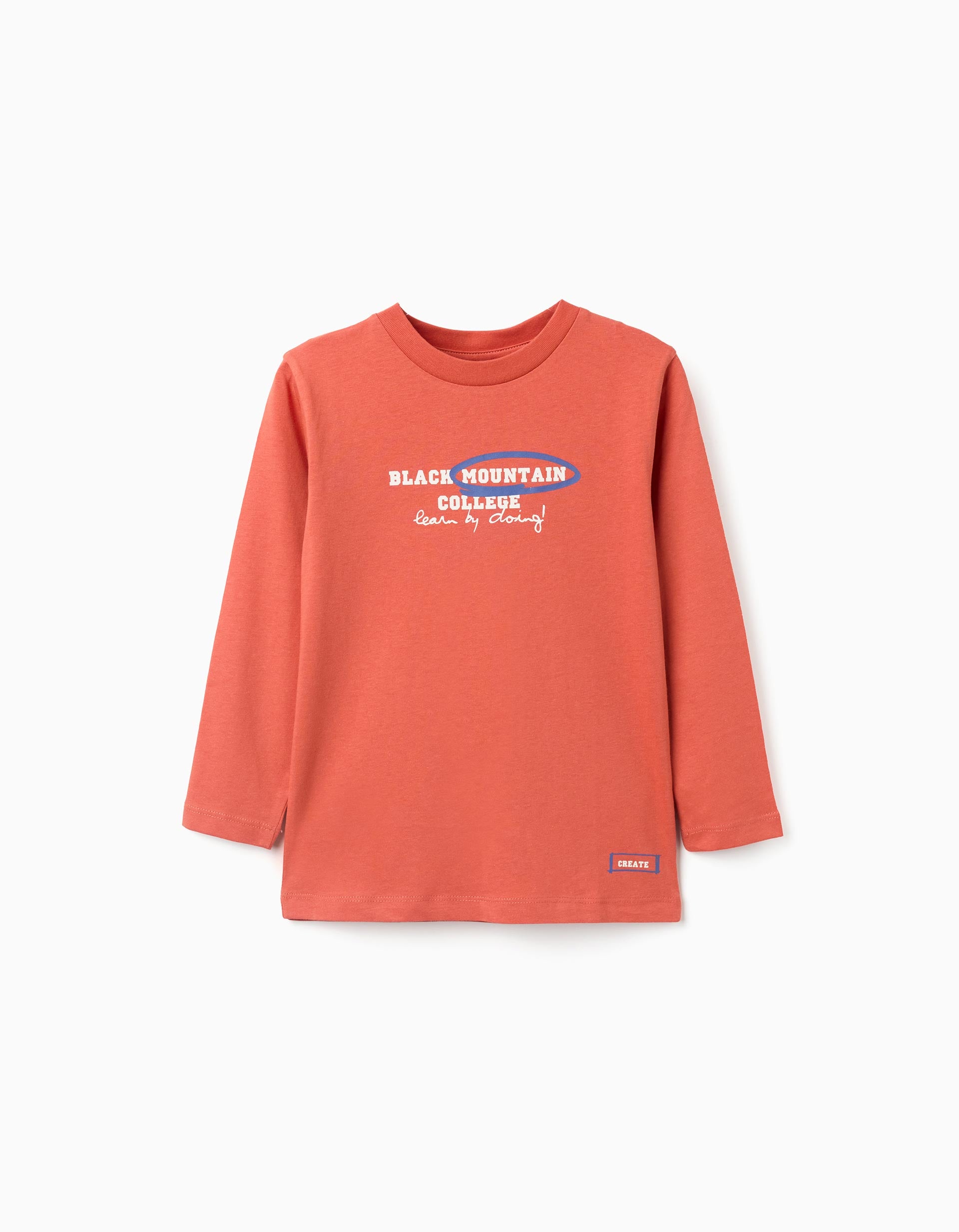 T-shirt de algodão com estampado 'create' para menino, laranja