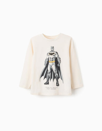 T-Shirt à Manches Longues en Coton 'Batman' pour Garçon, Beige