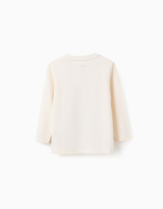 T-Shirt à Manches Longues en Coton 'Batman' pour Garçon, Beige