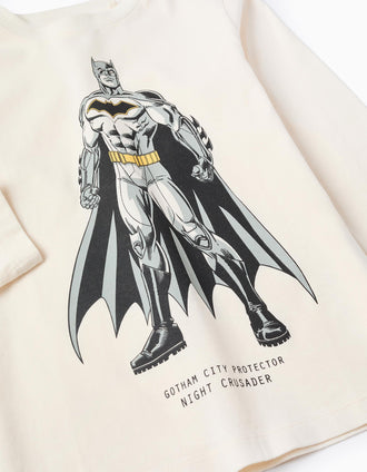T-Shirt à Manches Longues en Coton 'Batman' pour Garçon, Beige