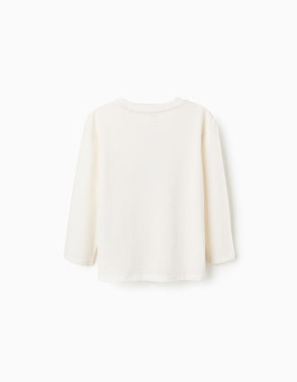 Camiseta de algodón con estampado 'Nature' para niña, blanco