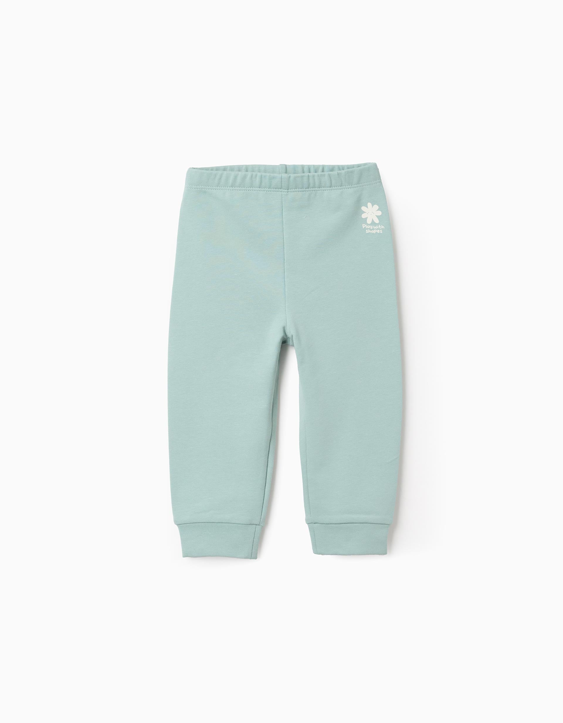 Pantalón Jogger Perchado Detalle Estampado para Bebé Niña 'Shapes', Verde