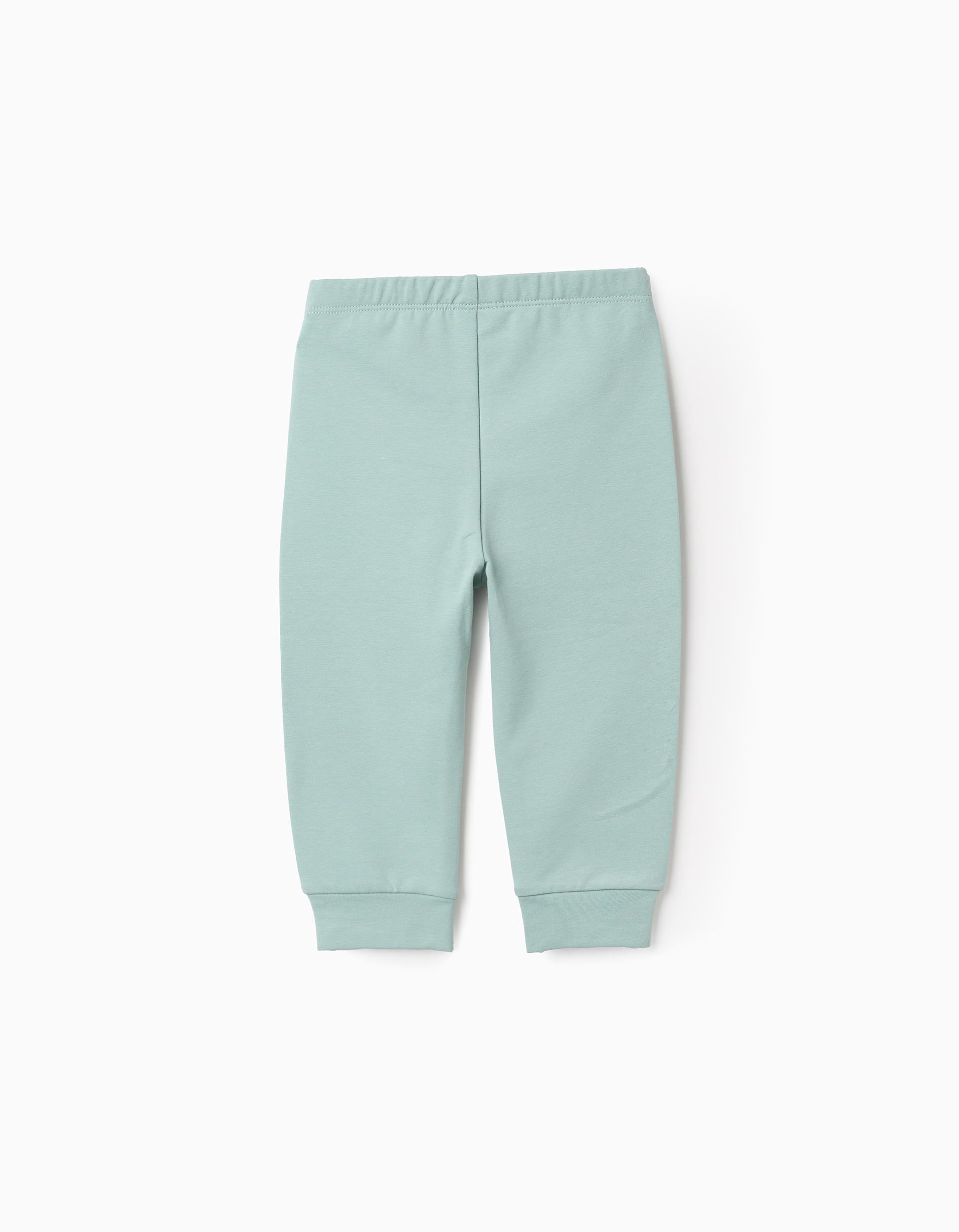 Pantalón Jogger Perchado Detalle Estampado para Bebé Niña 'Shapes', Verde