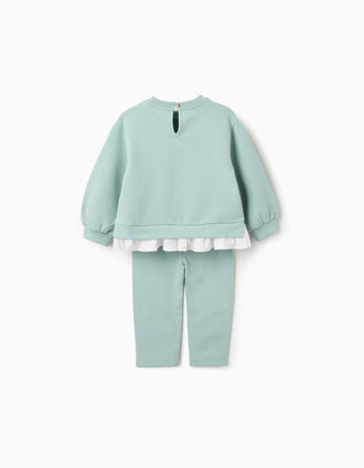 Brushed Tracksuit for Baby Girls 'Shapes', Light Green