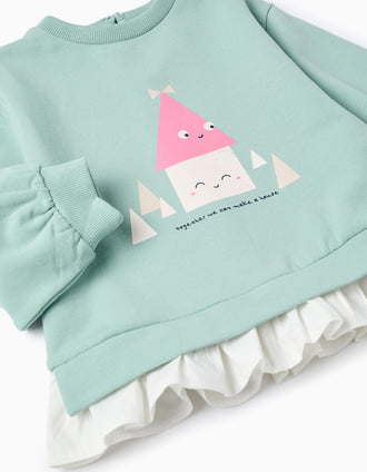 Brushed Tracksuit for Baby Girls 'Shapes', Light Green