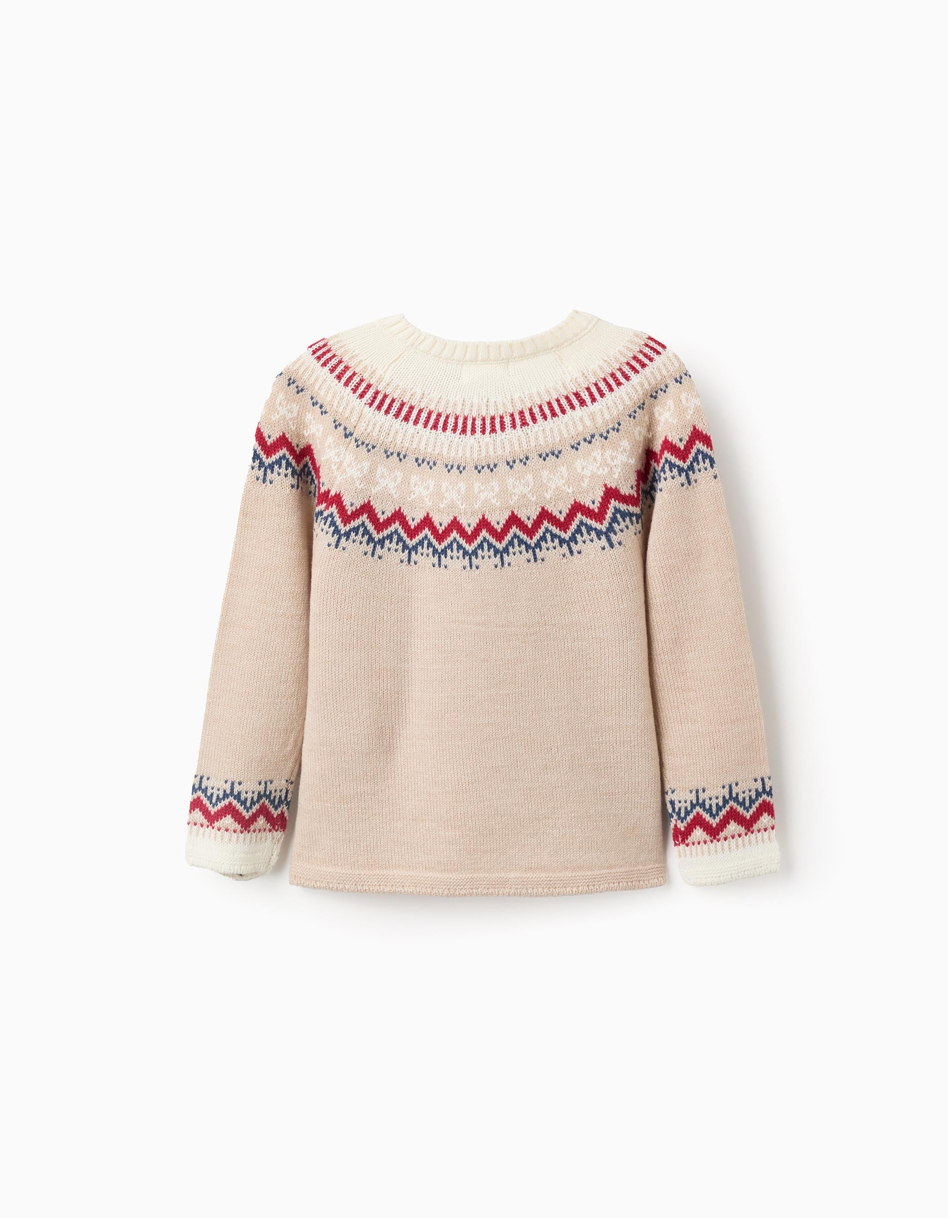 Jacquard Knitted Jumper for Girls, Beige