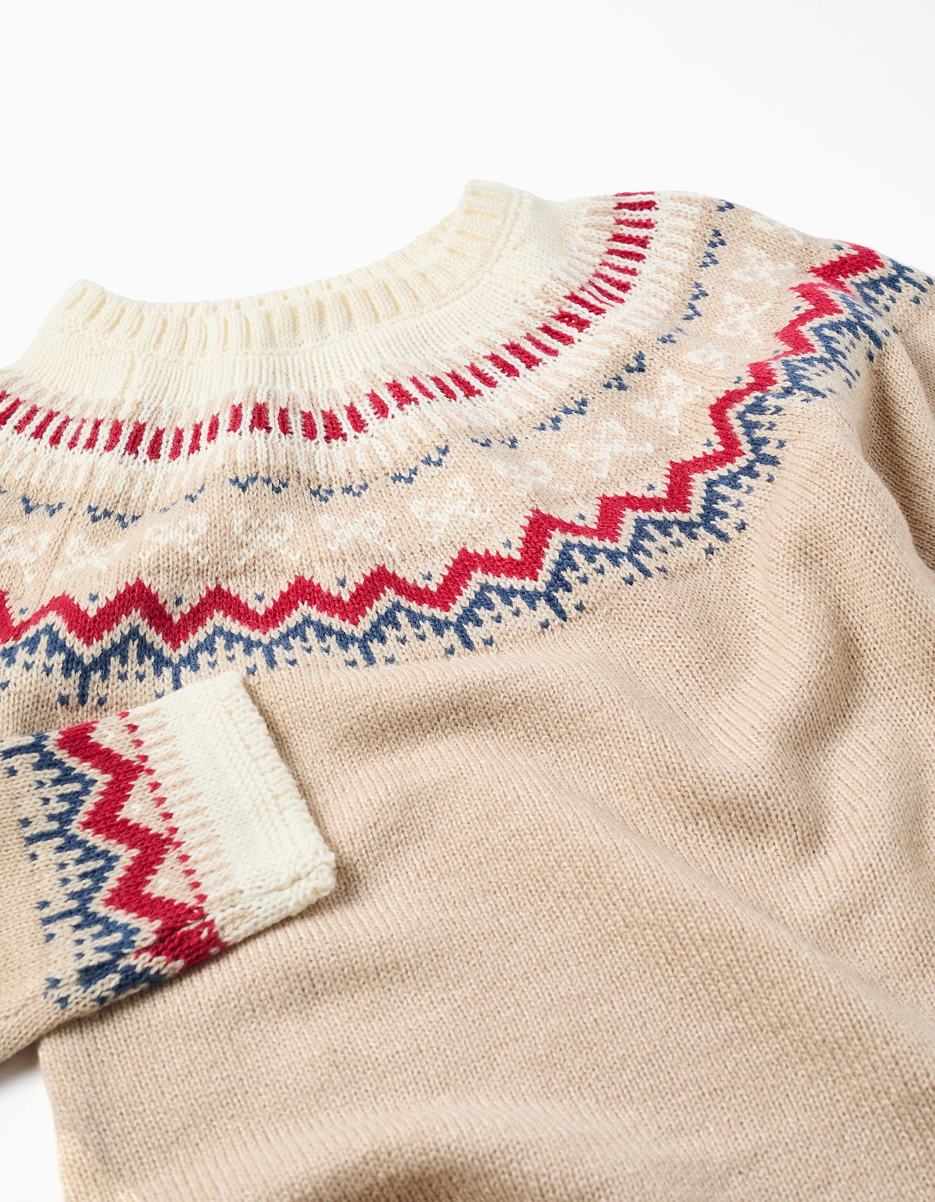Jacquard Knitted Jumper for Girls, Beige
