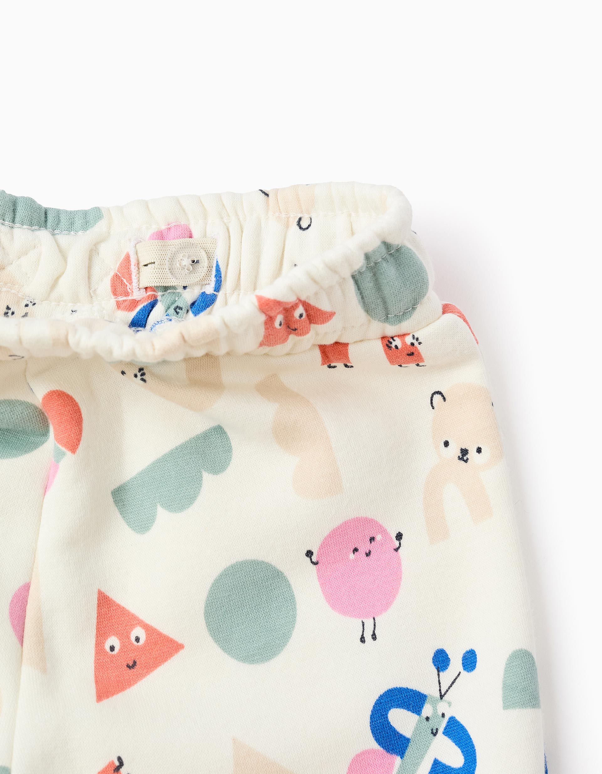 Pantalón Jogger Perchado con Motivo para Bebé Niña 'Formas', Blanco
