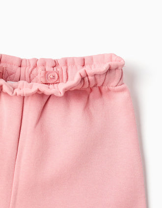 Calças Joggers Cardadas para Bebé Menina, Rosa