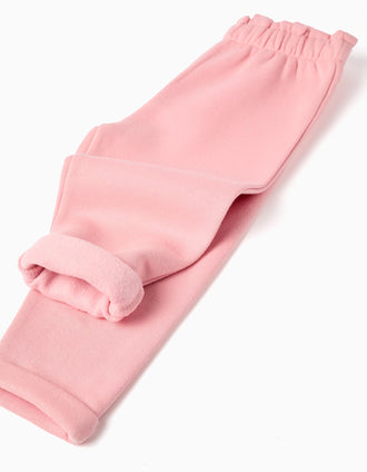 Calças Joggers Cardadas para Bebé Menina, Rosa