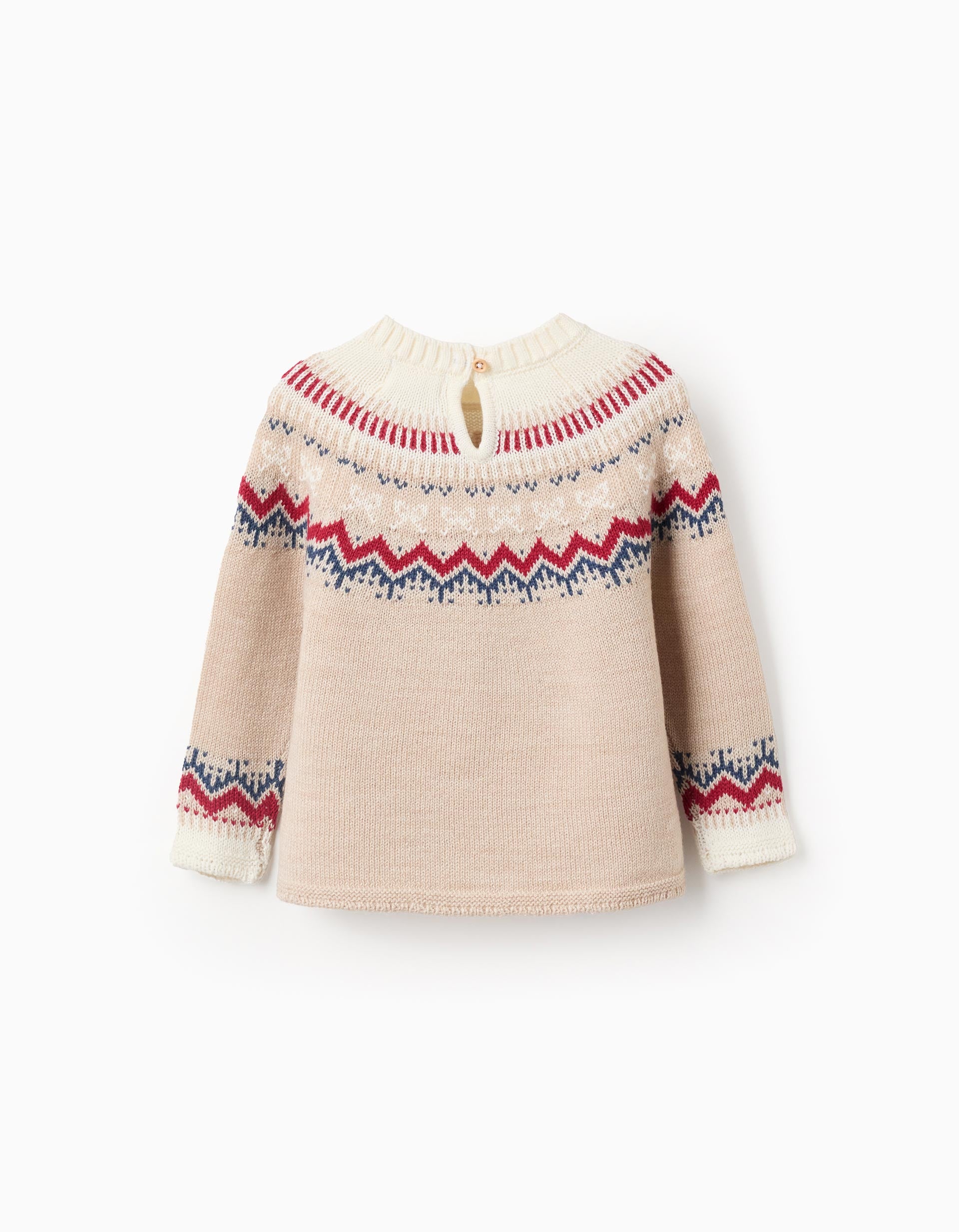Jacquard Knitted Jumper for Baby Girls, Beige