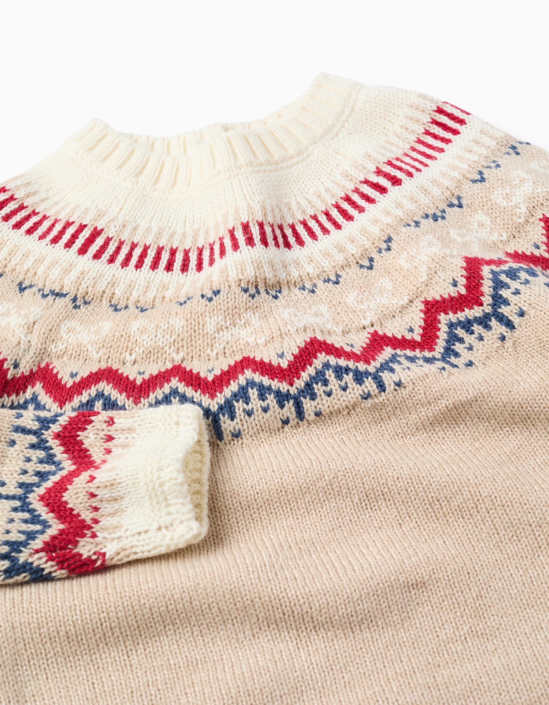 Jacquard Knitted Jumper for Baby Girls, Beige