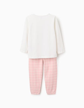 Pijama en Jersey de Algodón para Niña 'Sweet', Blanco/Rosa