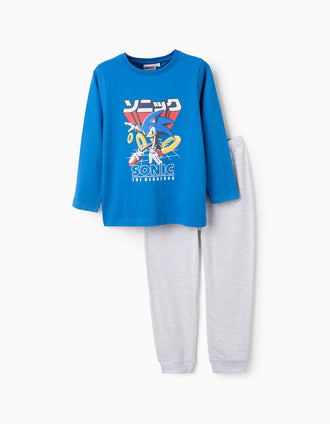 Pyjama en Coton pour Garçon 'Sonic', Bleu/Gris
