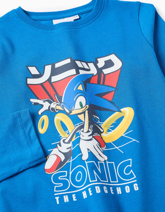 Pyjama en Coton pour Garçon 'Sonic', Bleu/Gris