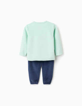 Pyjama en Velours pour Bébé Garçon 'Monsters', Vert/ Bleu Foncé
