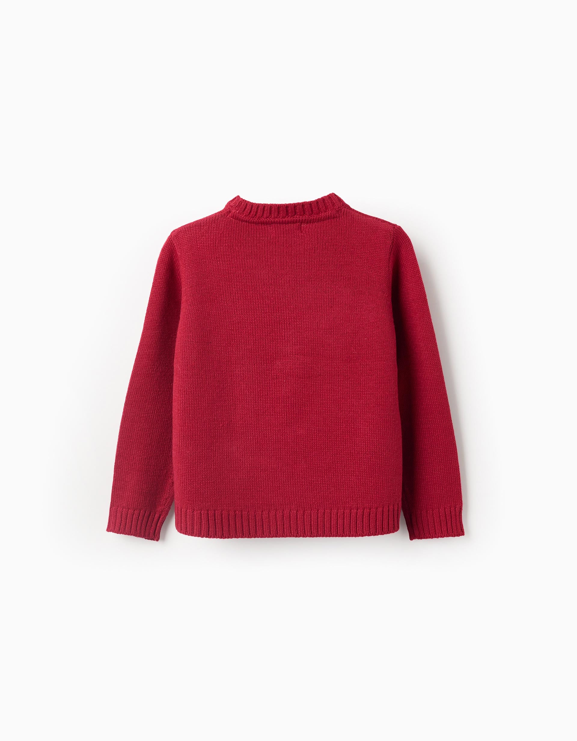 Jacquard Knitted Jumper for Girls, Dark Red