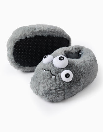Pantufas de Peluche para Menino 'Monstro', Cinza