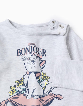 Pyjama en Coton avec Volants pour Nouveau-née Fille 'Marie', Gris/Bleu