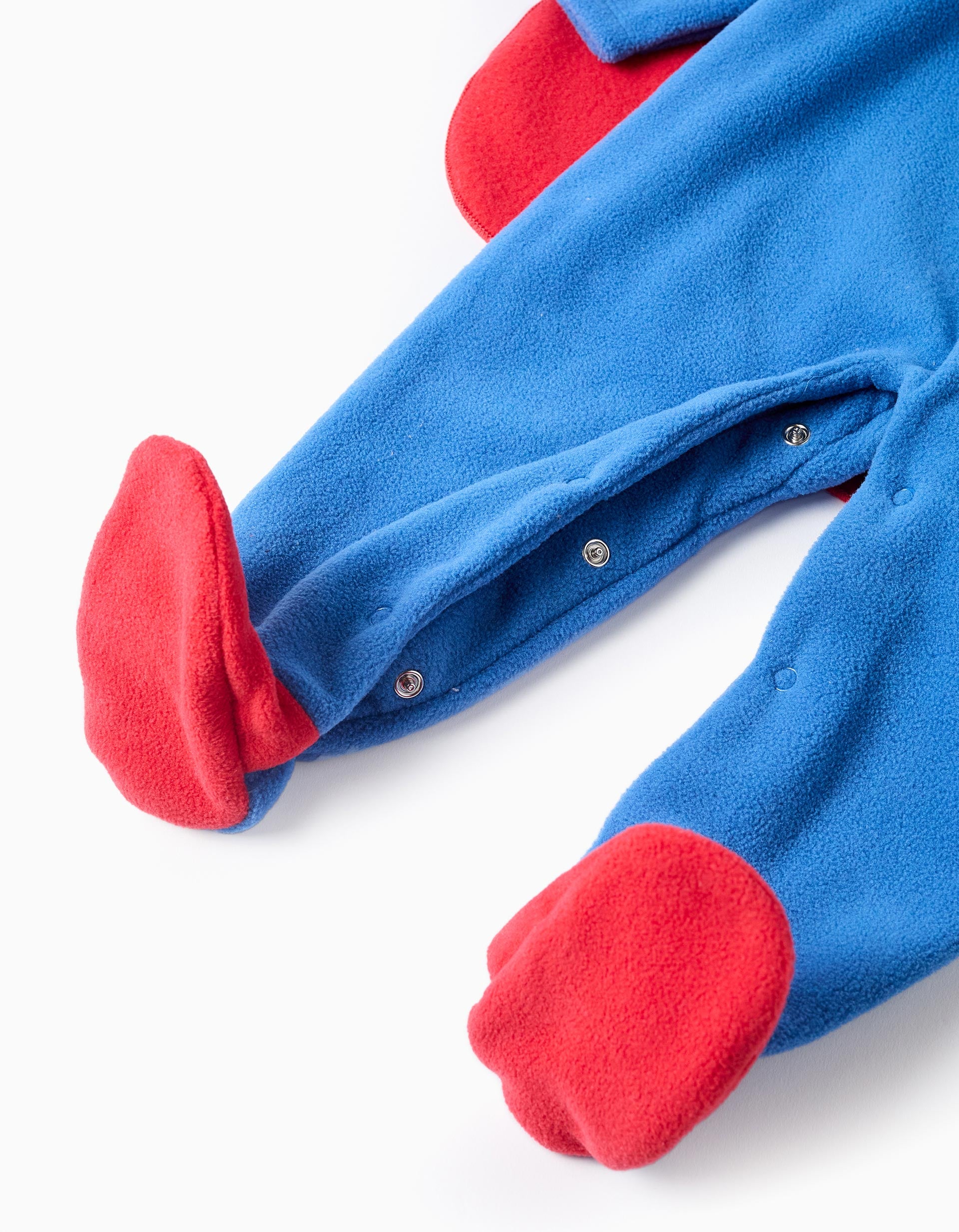 Fleece babygrow with removable cape Superman for baby boys, blue