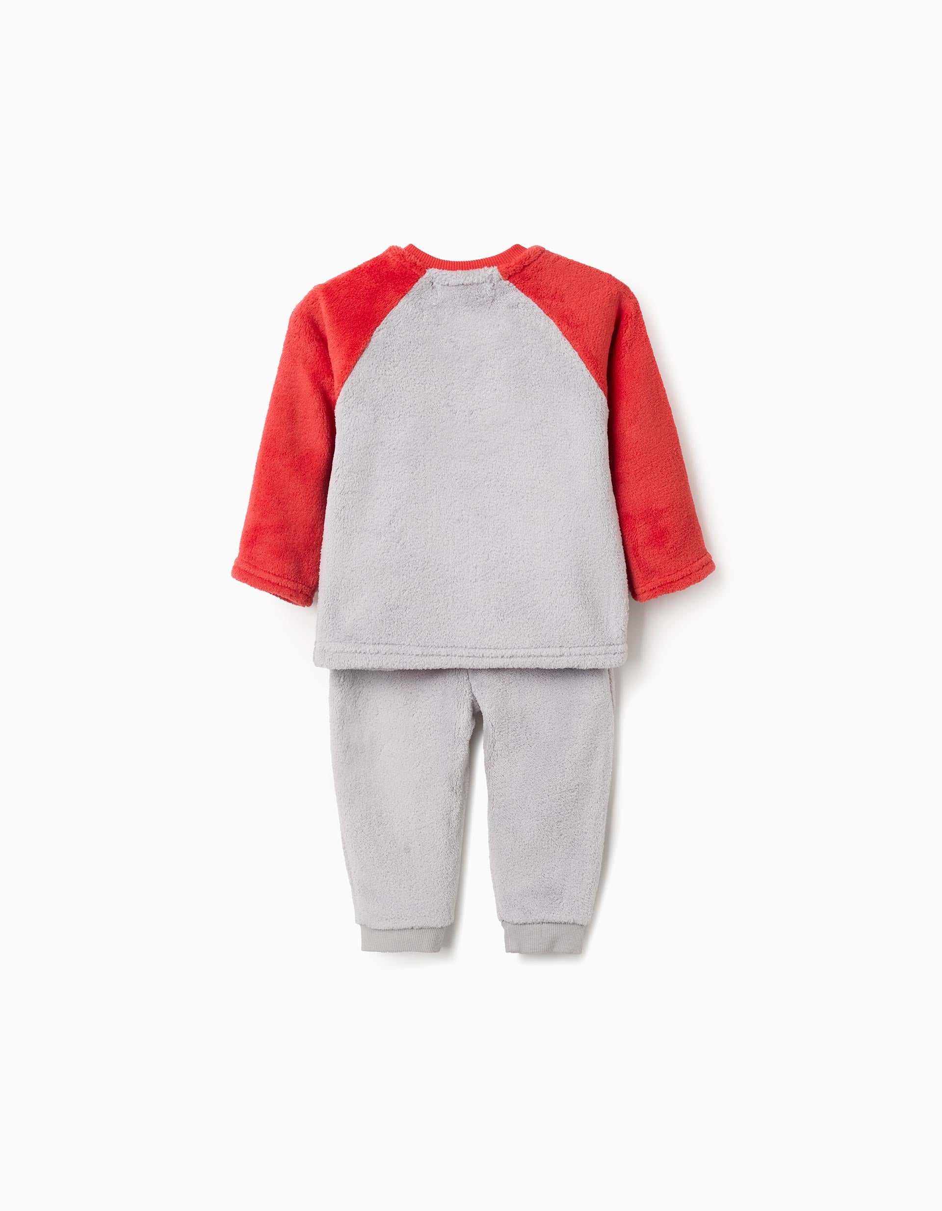 Plush pyjamas with Monsters of Emotions embroidery for baby boys, grey/red