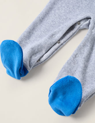 Grenouillère en Velours pour Bébé Garçon 'Monstre des Émotions', Gris/Bleu