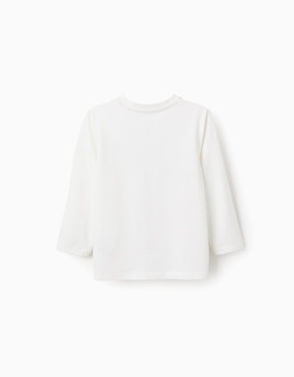 T-shirt de Manga Comprida em Algodão para Menino 'Scotland', Branco