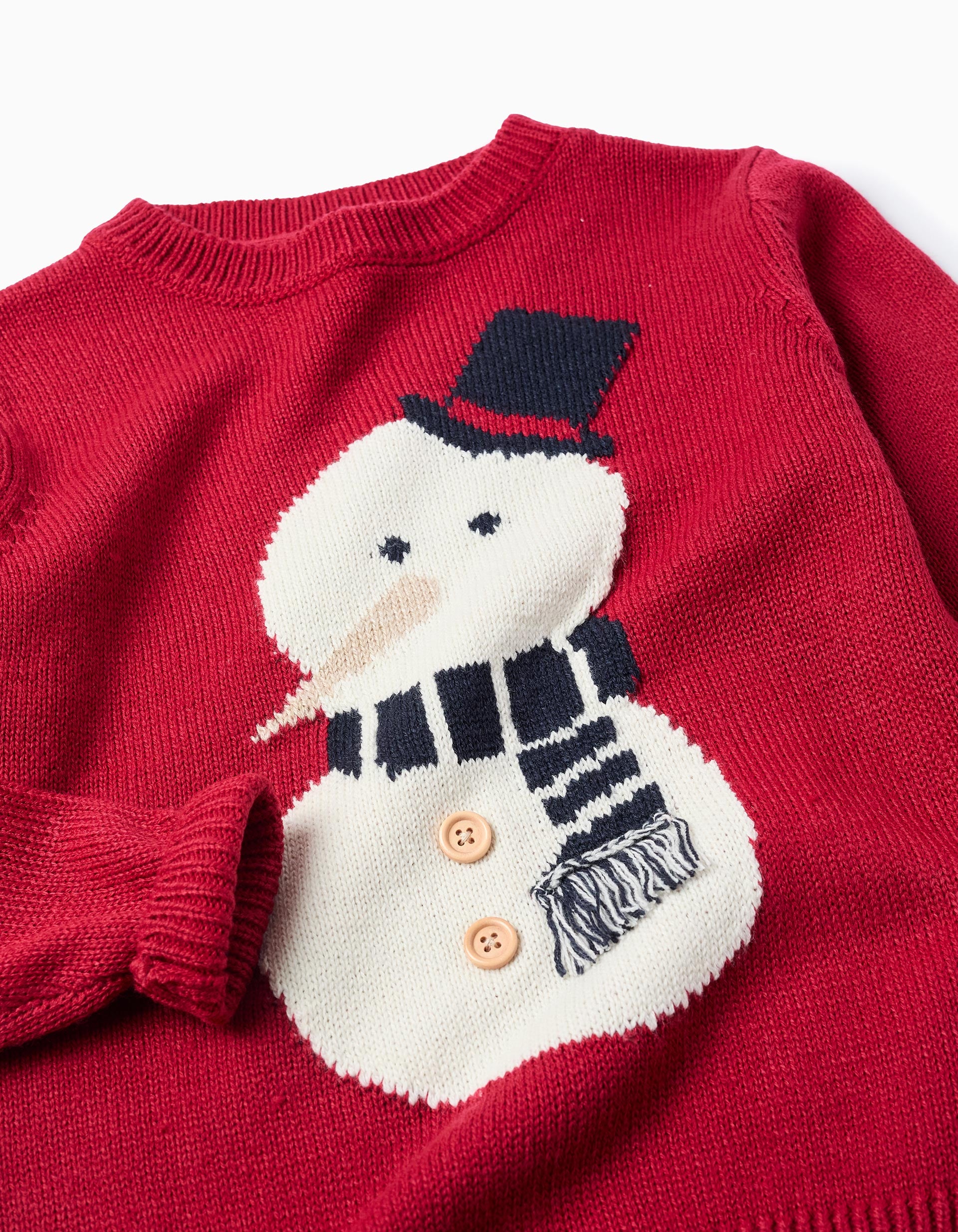 Christmas Snowman Jacquard Knitted Jumper for Boys, Red