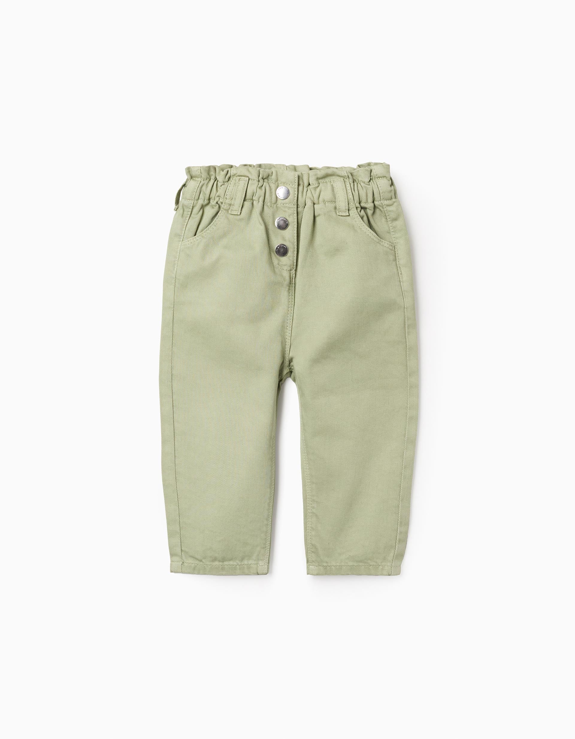 Calças baggy de sarja para bebé menina, verde-claro