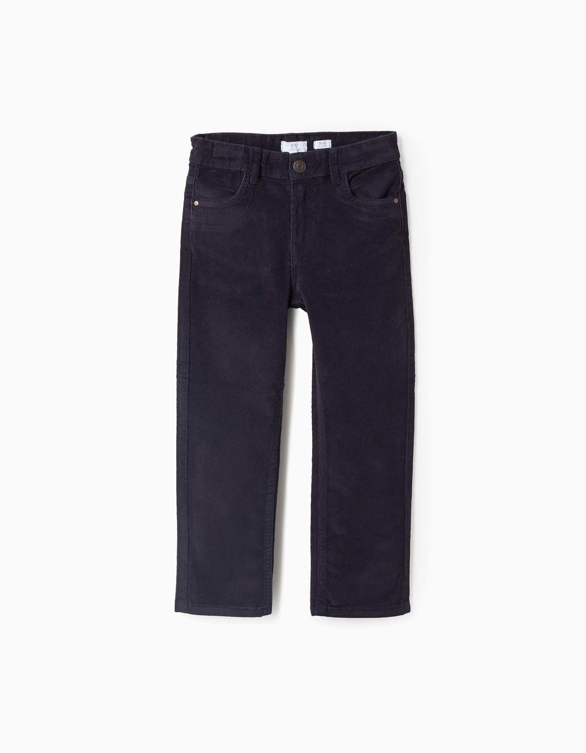Corduroy trousers 'slim fit' for boys, dark blue