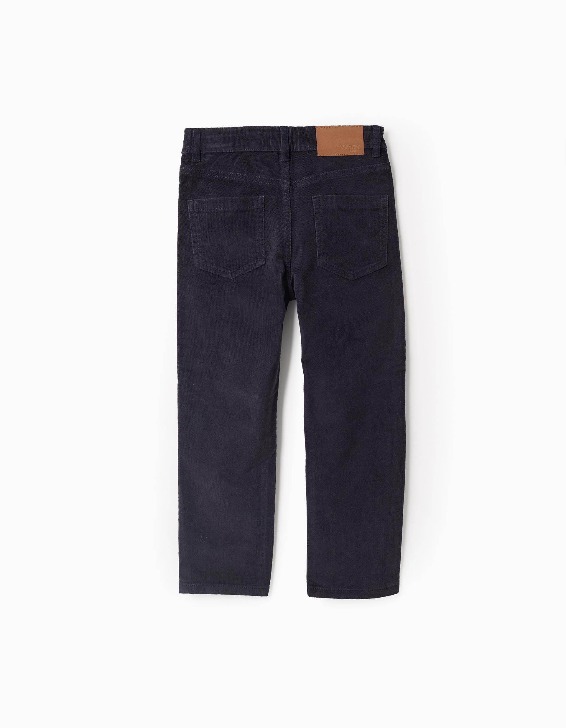 Corduroy trousers 'slim fit' for boys, dark blue