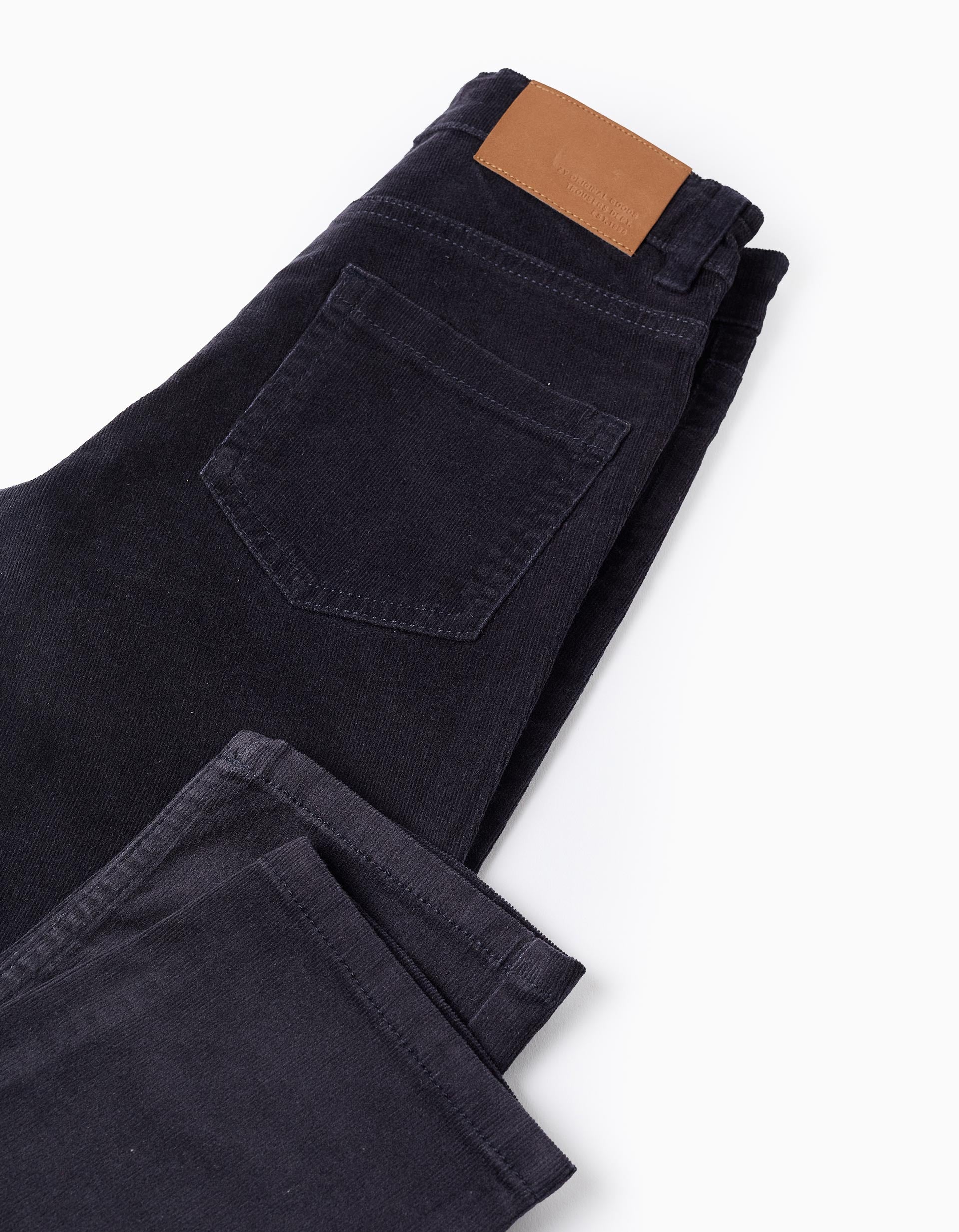 Corduroy trousers 'slim fit' for boys, dark blue