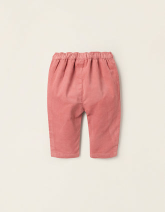 Corduroy Trousers for Newborn Girls, Coral