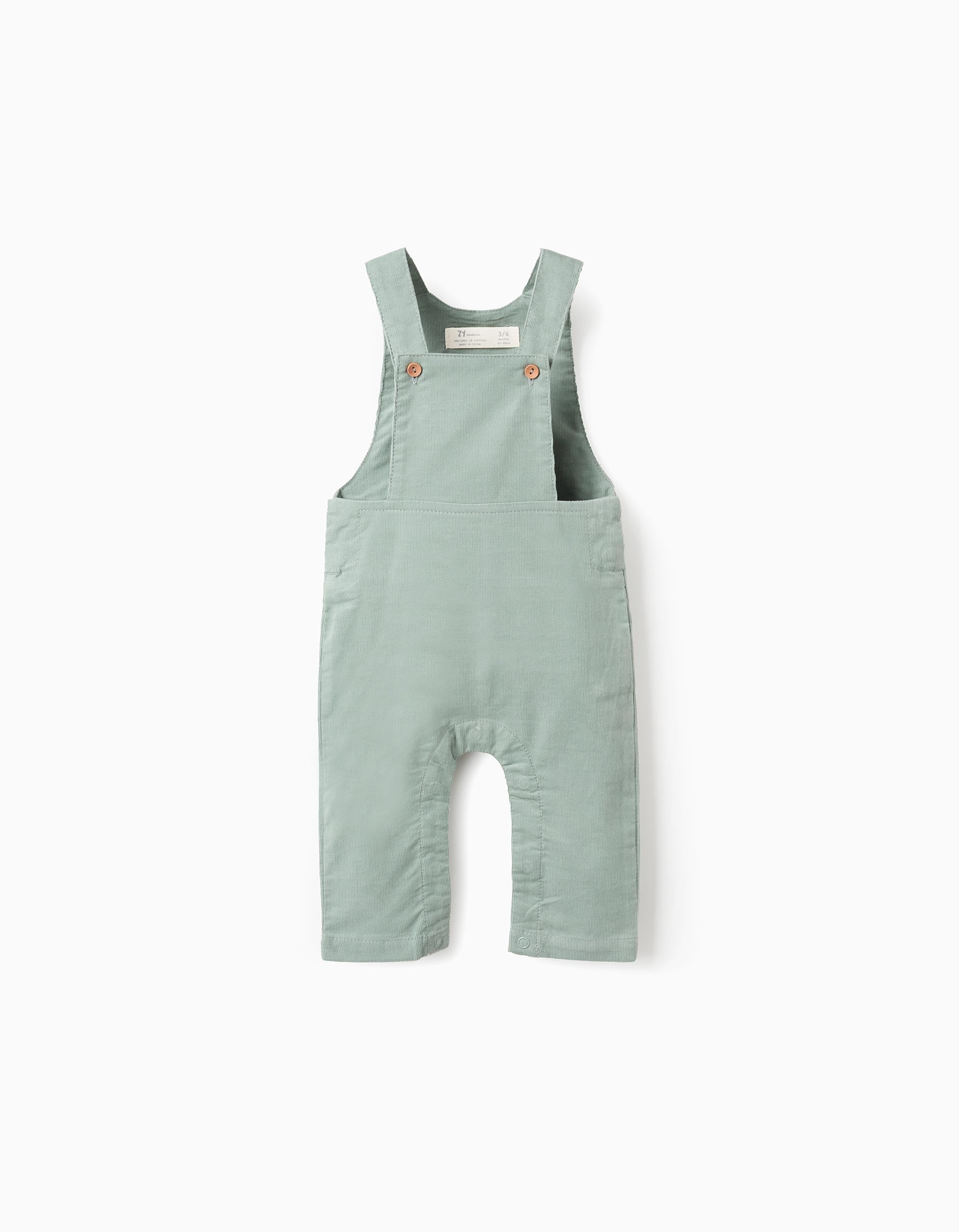 Corduroy Dungarees for Newborns, White/Green