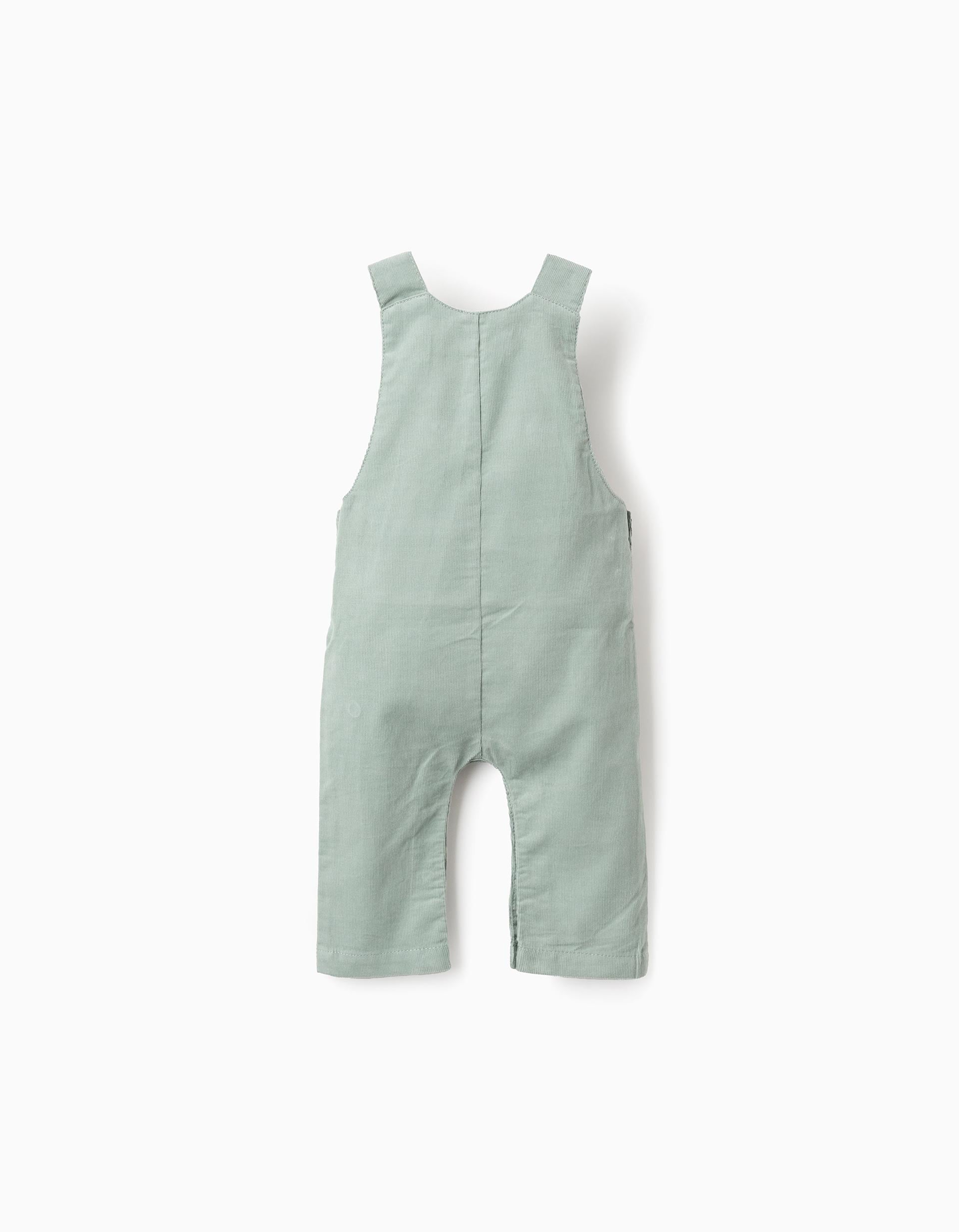 Corduroy Dungarees for Newborns, White/Green