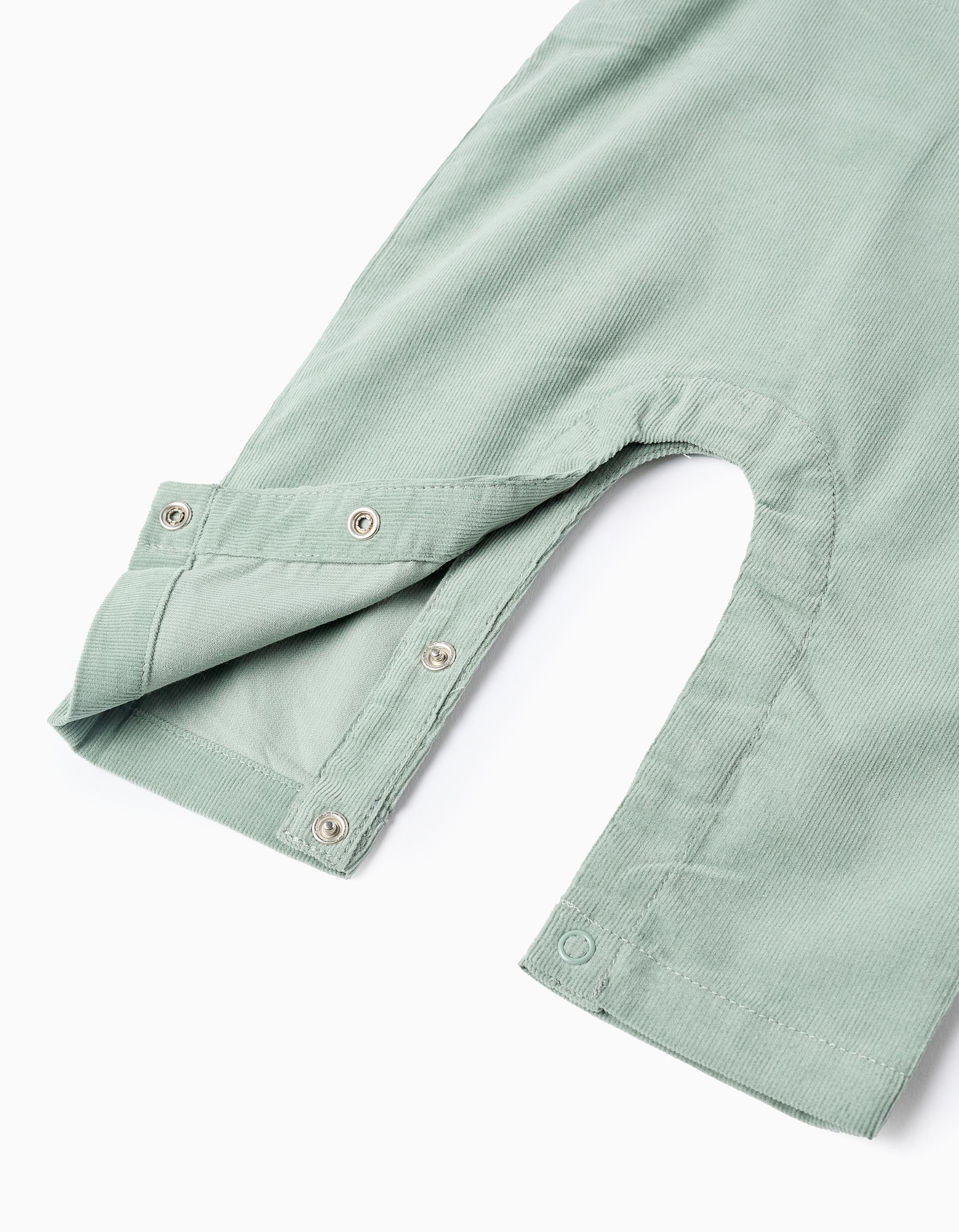 Corduroy Dungarees for Newborns, White/Green