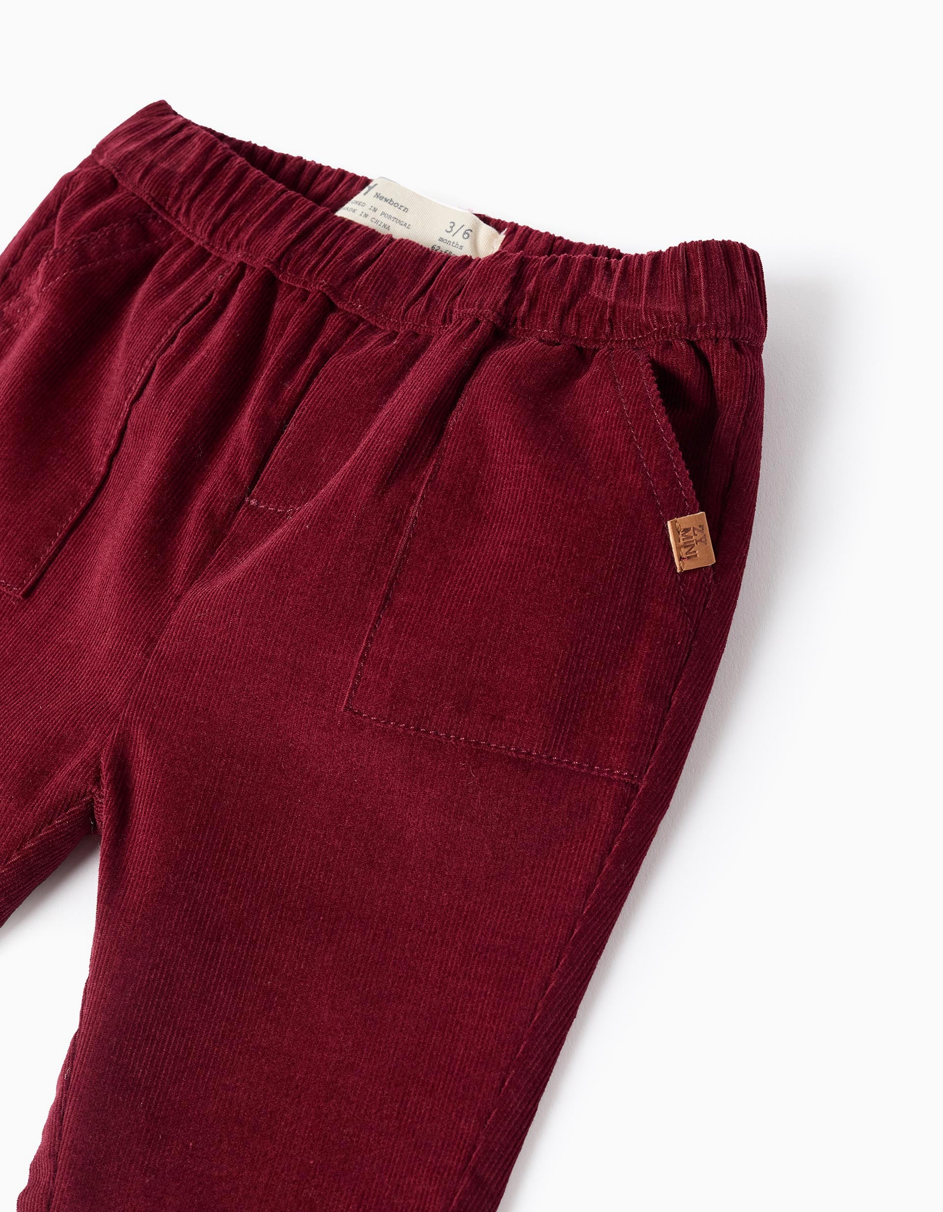 Corduroy Trousers for Newborns, Dark Red