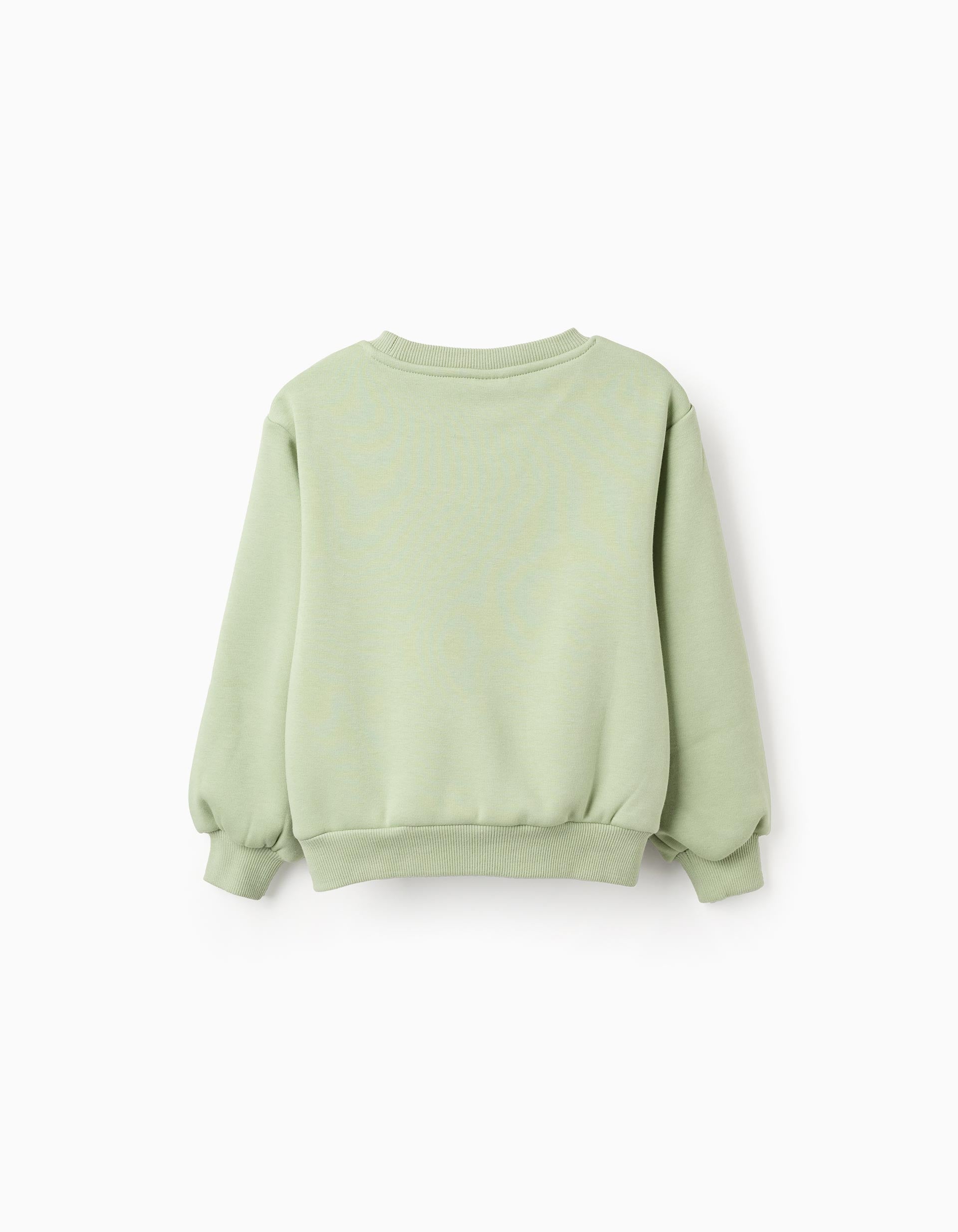Sweat en coton peigné à imprimé de fleurs pour fille, vert clair