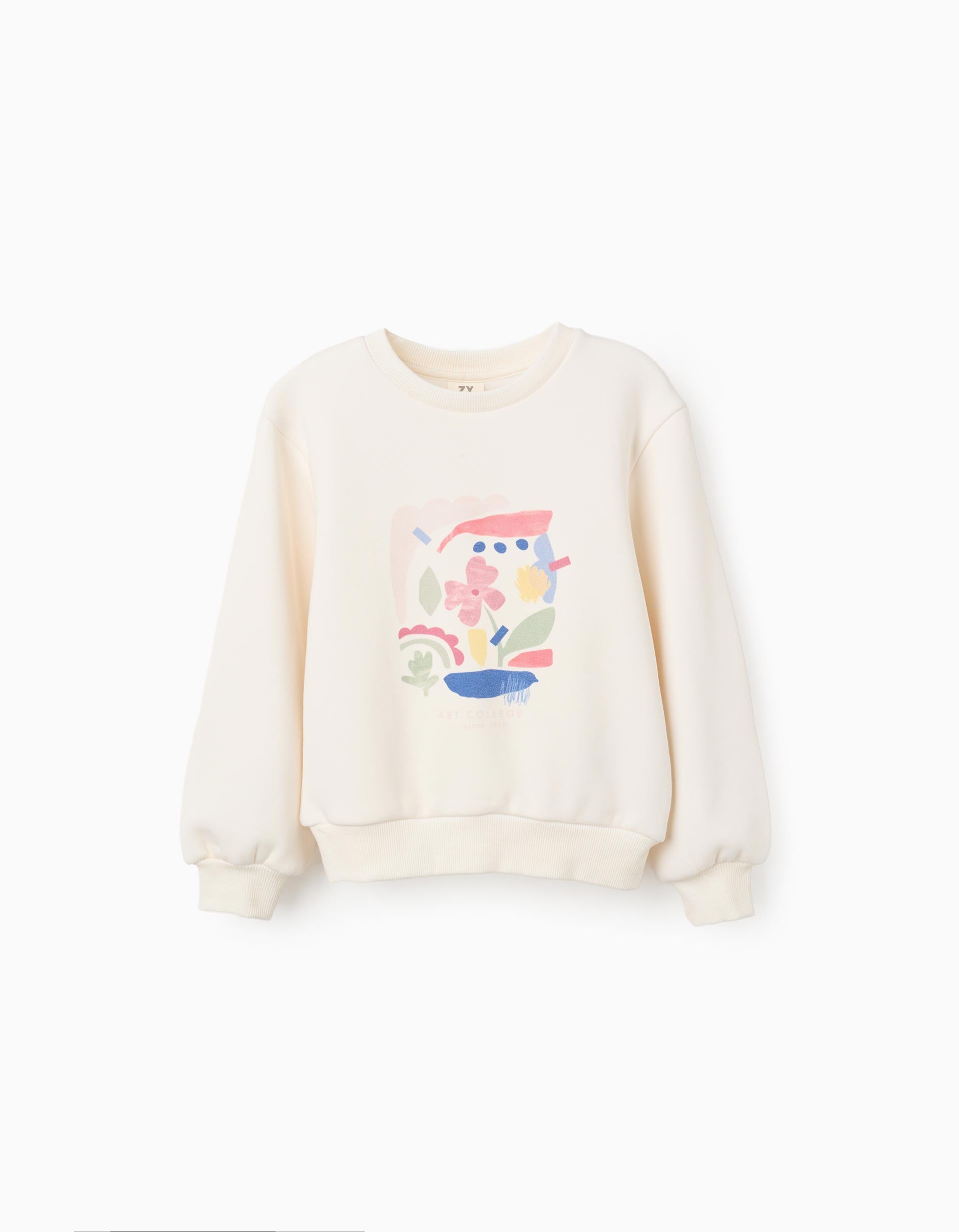 Sweat en coton peigné avec imprimé 'Art College' pour fille, blanc